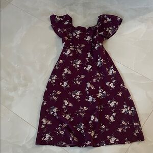 Charming Floral Kids Dress in Purple